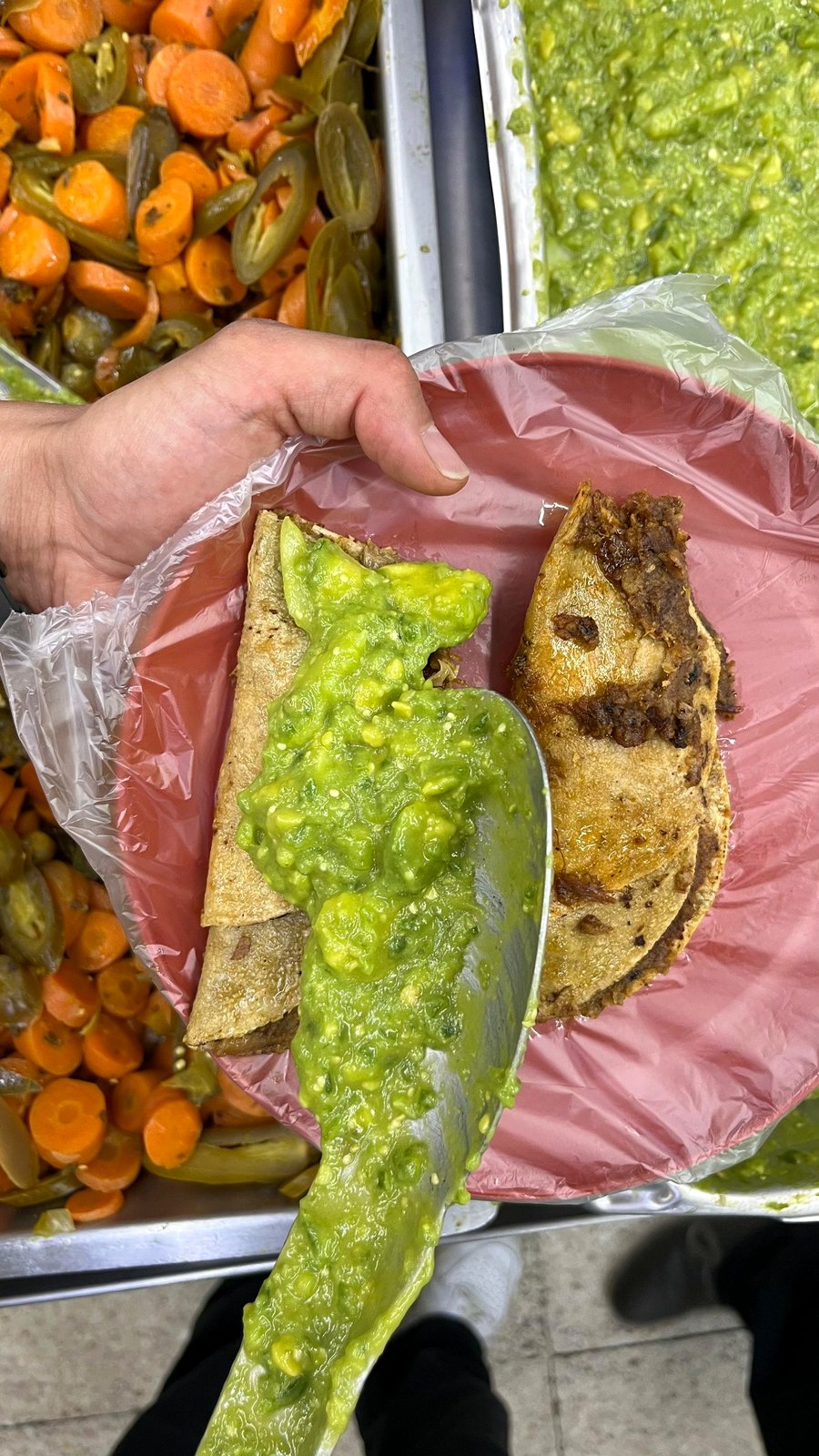 Taco with green salsa